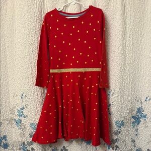 Mini Boden Red Golden Polka Dots ballerina dress size 8-9y